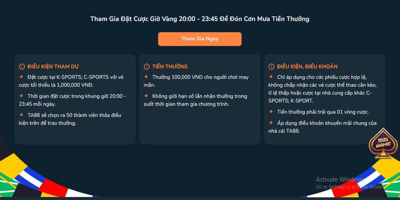 Lưu ý khi tham gia giờ vàng đặt cược TA88