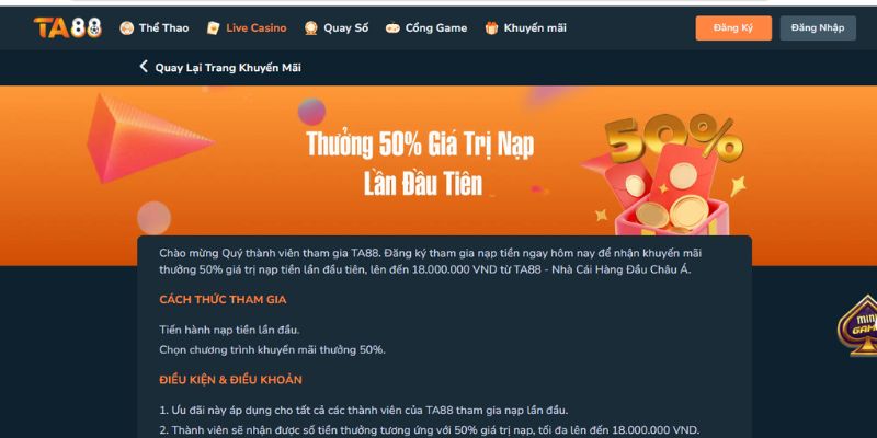 ta88 thưởng nạp đầu 50%