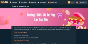 Nhận 100% nạp lần đầu tại TA88